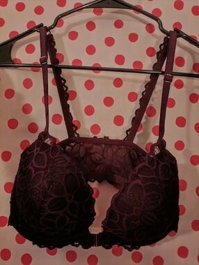 Victoria Secret PINK Deep Burgundy Lace Bra Date Racerback 32DD NWOT